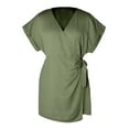thumbnail image 1 of HBFAGFB Womens Jumpsuit Solid Color Simple V Neck Short Sleeve Rompers for Women Dressy Green Size XL, 1 of 4