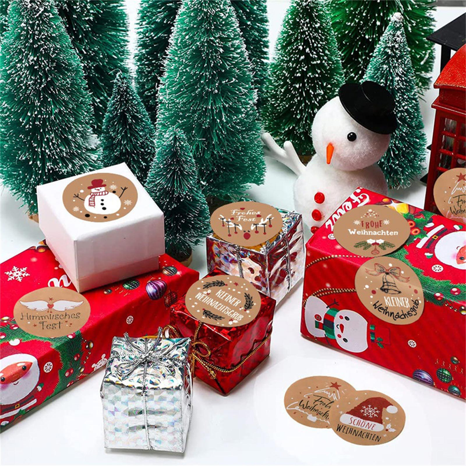 Rouleau 500 Autocollants Flocons De Neige Noël - 9 Couleurs, Tailles 2,5 Et 3 Cm, Autocollants PET Pour Décoration Cadeaux Et Fêtes