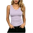 thumbnail image 3 of ClodeEU Women's V Neck Sleeveless Striped Tank Top,Fitted Ribbed Knit Basic Slim Fit Camisole Purple,Women's Plus XL, 3 of 8