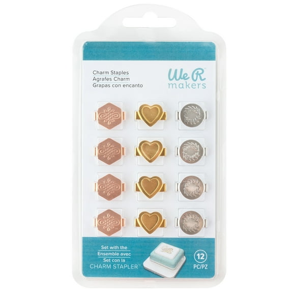 We R Charm Stapler Charm 12/Pkg-Metallic Multi Shape