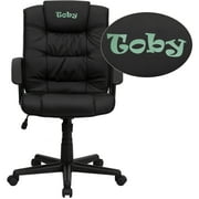 Flash Furniture Personalized Mid-Back Black LeatherSoft Swivel Task Office Chair with Arms