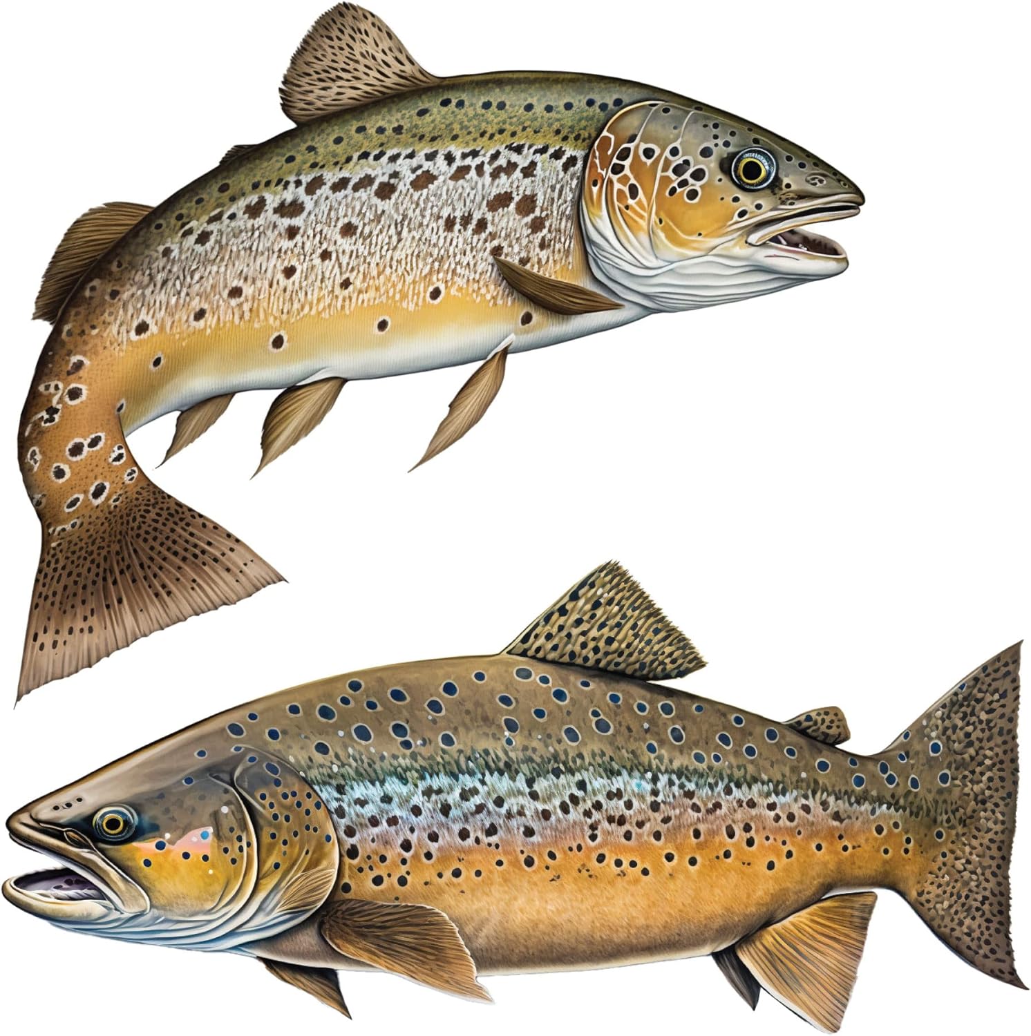 Fish Wall Decals - Brown Trout, Walleye, Yellow Perch, Northern Pike - Wall Stickers - Fly Fishing Decor
