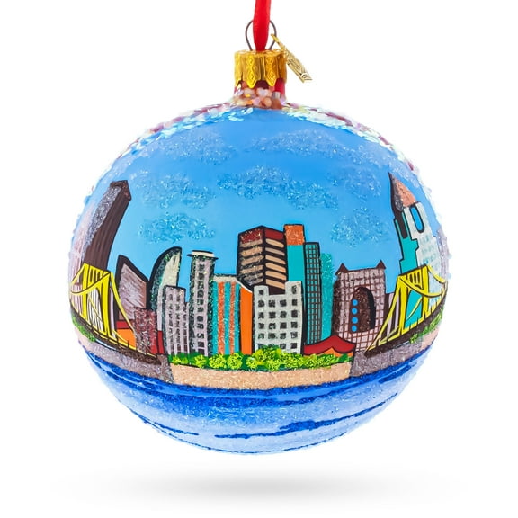 Pittsburgh, Pennsylvania Glass Ball Christmas Ornament 4 Inches