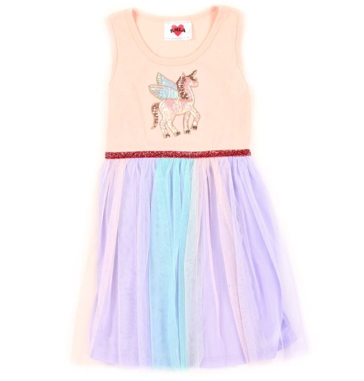 Girls Unicorn Sequin Dress, ShortSleeve Unicorn Tutu Dress. Sizes 46X
