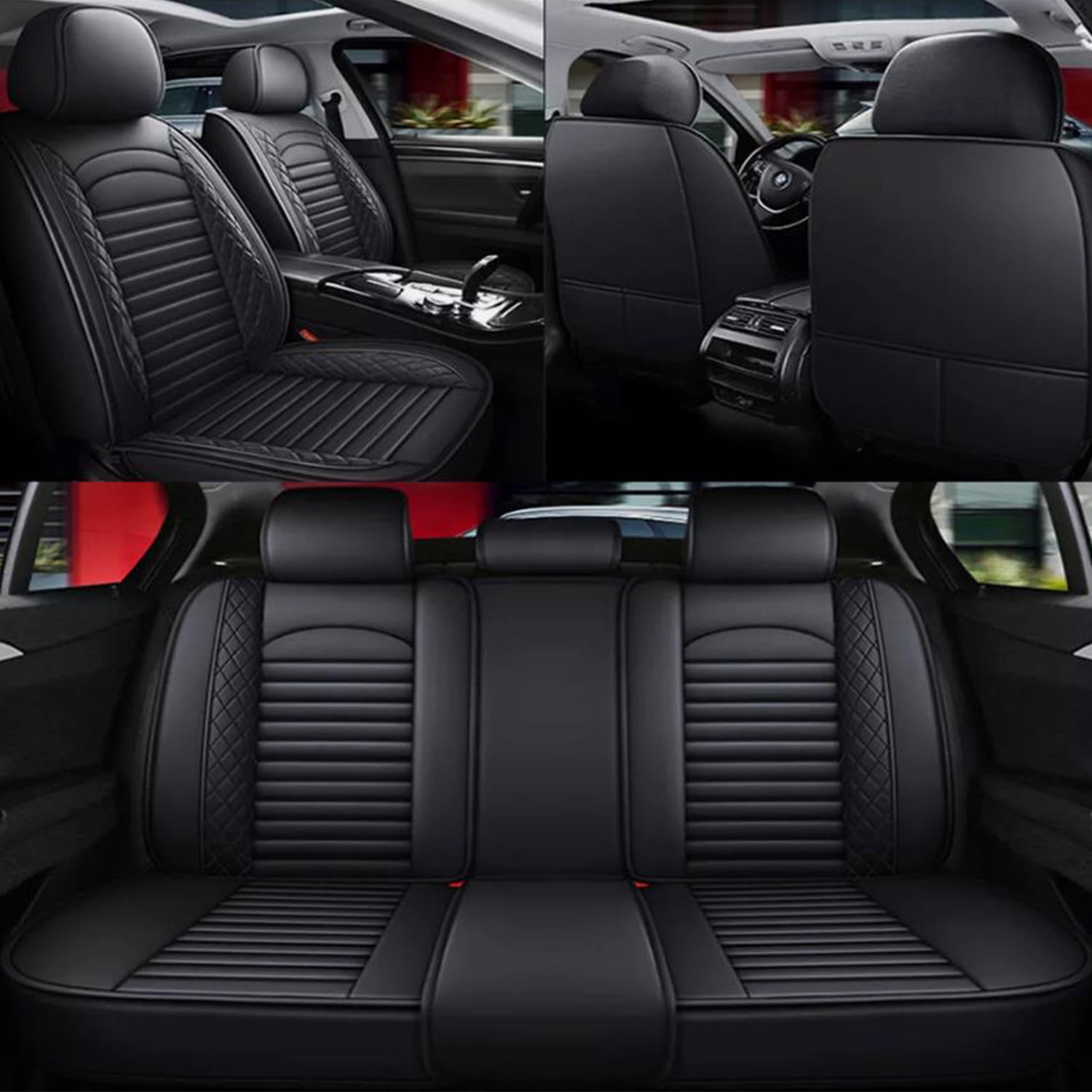 WRWolf Car 5-Seat Covers Front & Rear Full Set for Ford Maverick 2022-2023 2024 2025 PU Leather Seat Cushion Protector Waterproof Black