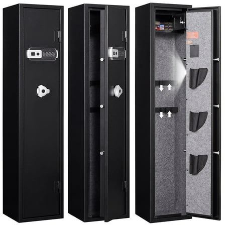 Gun Safe Rifle Gun Safe for 5 Home Rifles and Pistols KEPMOVEU Quick Access Security Cabinet Gun Storage Cabinet with Handgun Pocket and Removable Storage Shelf