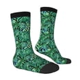 thumbnail image 2 of Goofa Monstera Leaves Printed Men's Crew Socks, Soft Durable Breathable Moisture-Wicking with Odor Control Cotton socks, 2 of 9