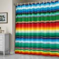 thumbnail image 5 of Colorful Stripes Shower Curtain, Modern Abstract Blue Green Red Yellow Mexican Stripes Waterproof Shower Curtain Set with 12 Hooks Lightweight Bath Curtains Fabric Bathroom Decor 72x84 Inches, 5 of 9