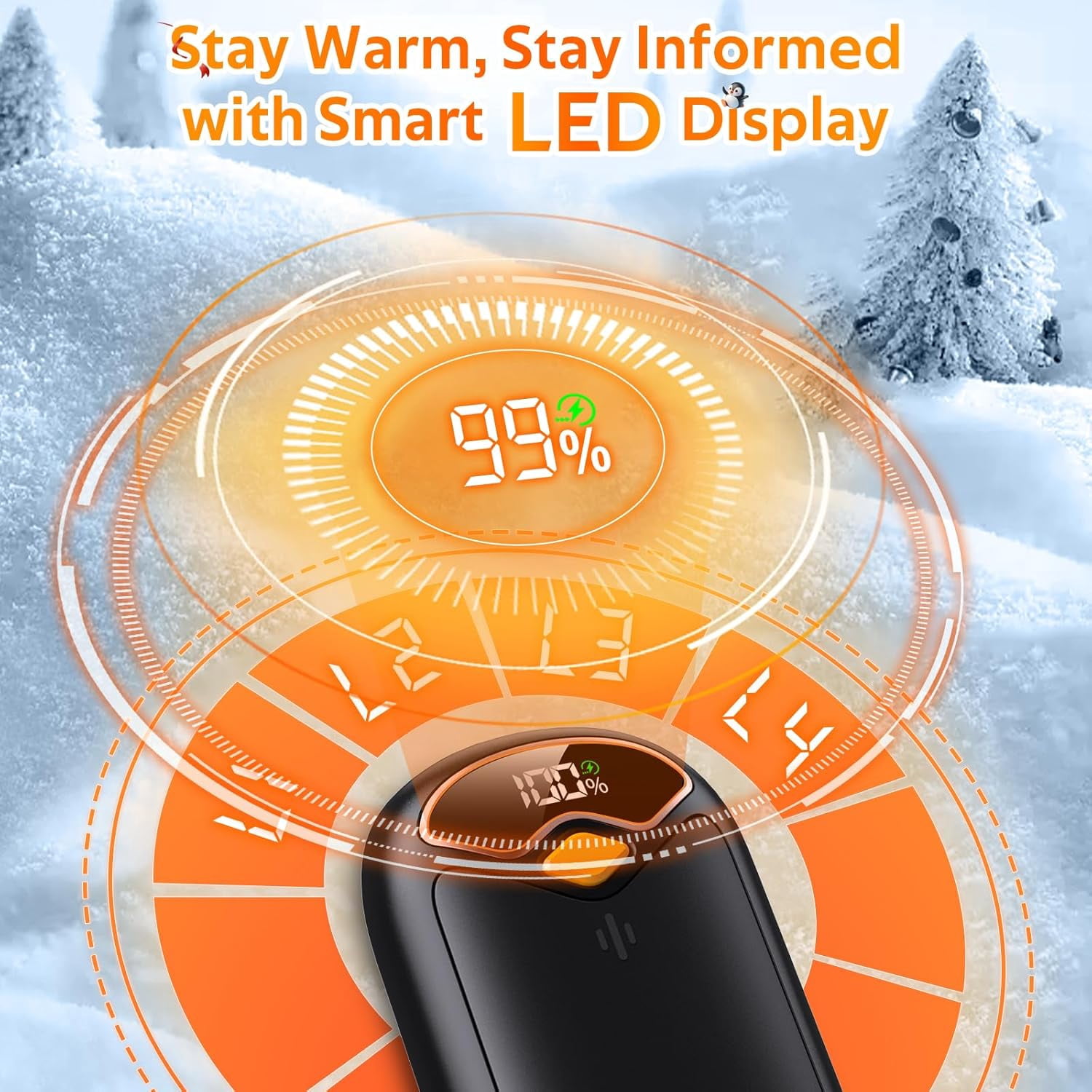 Hand Warmers Rechargeable - Magnetic Electric 2 Pack, LED Display, 4 Settings Fast Heating Reusable Portable Heater Handwarmers for Golf Hunting Camping Essentials, Gifts Men Women