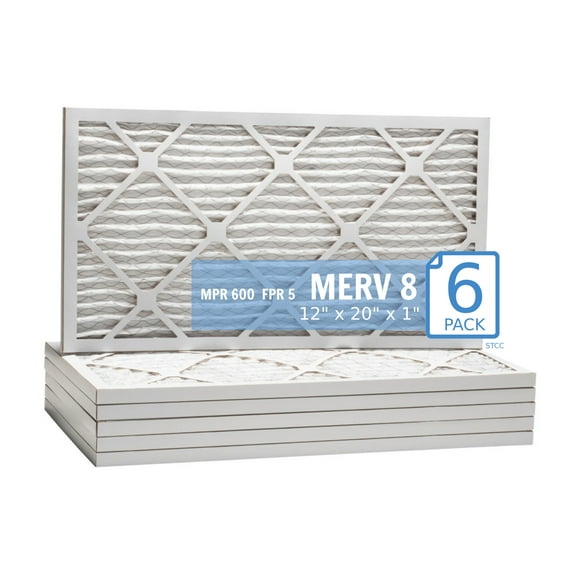 12x20x1 air filter, Purolator Hi-E 40 Extended Surface Pleated Air Filter, Nominal Size 12" W x 20" H x 1" D, Actual Size 11-1/2" W x 19-1/2" H x 3/4" D, MERV 8, (6-pack)