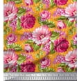 thumbnail image 1 of Soimoi Cotton Cambric Fabric Leaves & Peony Floral Print Fabric by The Yard 42 Inch Wide, 1 of 3