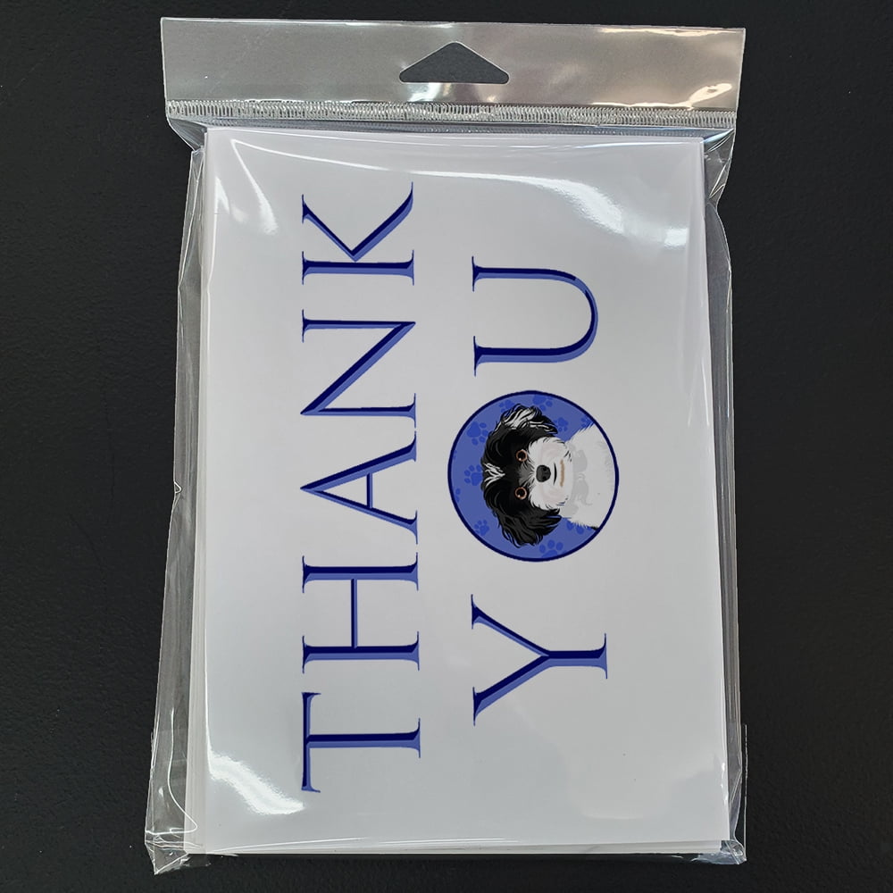 Shih-Tzu Black and White #4 Thank You Greeting Cards and Envelopes Pack of 8 7 in x 5 in