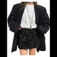 thumbnail image 1 of Minifalda de Lentejuelas para Mujer, Elástica, Ajustada, para Salir de Noche, Fiestas y Clubes, con Brillo Negro M, 1 of 10