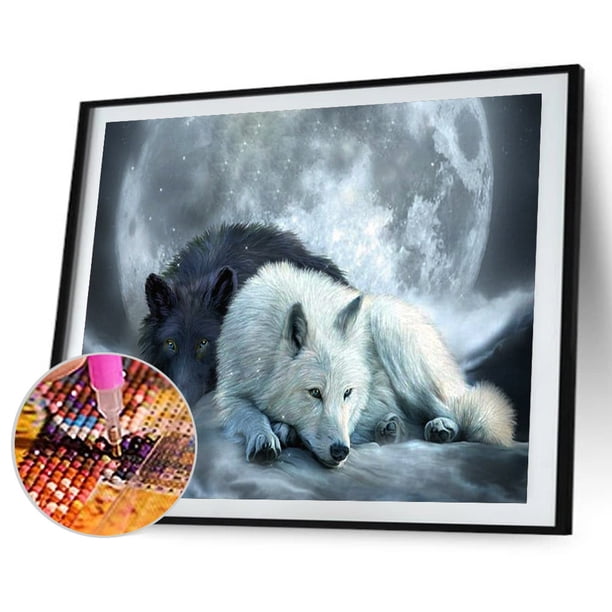 Cuadros Decorativos Kit de pintura de diamante 5D lobo taladro redondo completo Rhinestone DIY arte de la pared conjunto de manualidades DQrwqpou Nuevos Originales