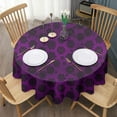 thumbnail image 3 of Purple Gothic Floral Pattern Round Tablecloth 60"x60",Wrinkle Wipeable Table Cloth for Kitchen Dining Room Picnic Patio Party, 3 of 6