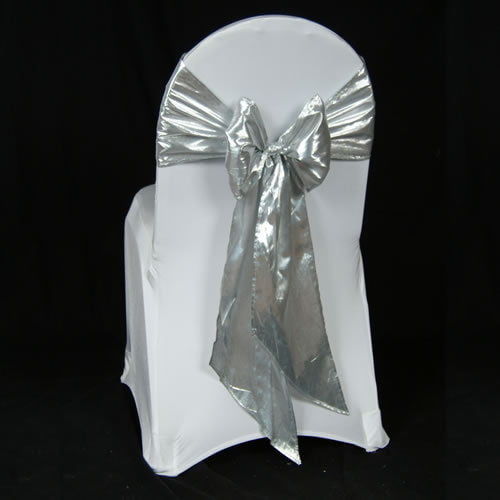 150 Tissue Lame Chair Sashes Bow Metalic Gold or Silver 100% Polyester Made USA 