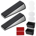 thumbnail image 1 of Uxcell 2 juegos de topes de puerta fuertes con soporte autoadhesivo y protectores, plata/negro, 1 of 7