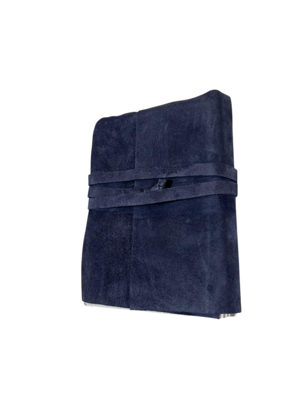 Handmade Blue Leather Journal with White Drawing Paper – Vintage Wrap Closure Notebook, Lightweight Sketchbook Diary