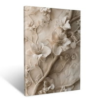 CozyNet Soft Natural Pattern Of Interwoven Floral Branches, Petals & Leaves In Neutral Tones Wall Art Prints With Frame Canvas Perfect for Living Room & Bedroom, Ready to Hang, Wall Decor 12"x16"in