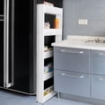thumbnail image 3 of DOLITY Mobile Shelving Unit Organizer with 5 Tiers Storage Shelf, Slim Slide Out Pantry Storage Rack for Narrow White, 3 of 7
