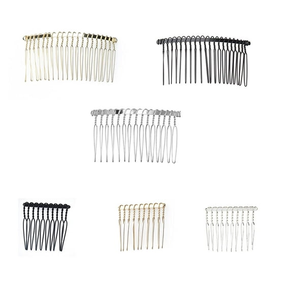 6 Pcs Metal Hair Combs 10 Teeth 20 Teeth Wire Twist Veil Hair Side Combs Pin Clips for DIY Jewelry Making Wedding Bridal Party Décor Accessories for Women Girls Hairstyle