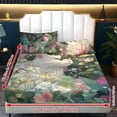 thumbnail image 6 of Jiueut Cat Flower Print 3 Pieces Twin Size Bed Sheet Set, Ultra Soft Bedroom Decoration Easy to Clean Fitted Sheet 2 Pillowcase for Women Men, 6 of 7