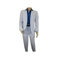 thumbnail image 3 of Men ADOLFO Seersucker Suit Stripe Casual Dressy Summer Suit 2 Button C622 Blue, 3 of 11