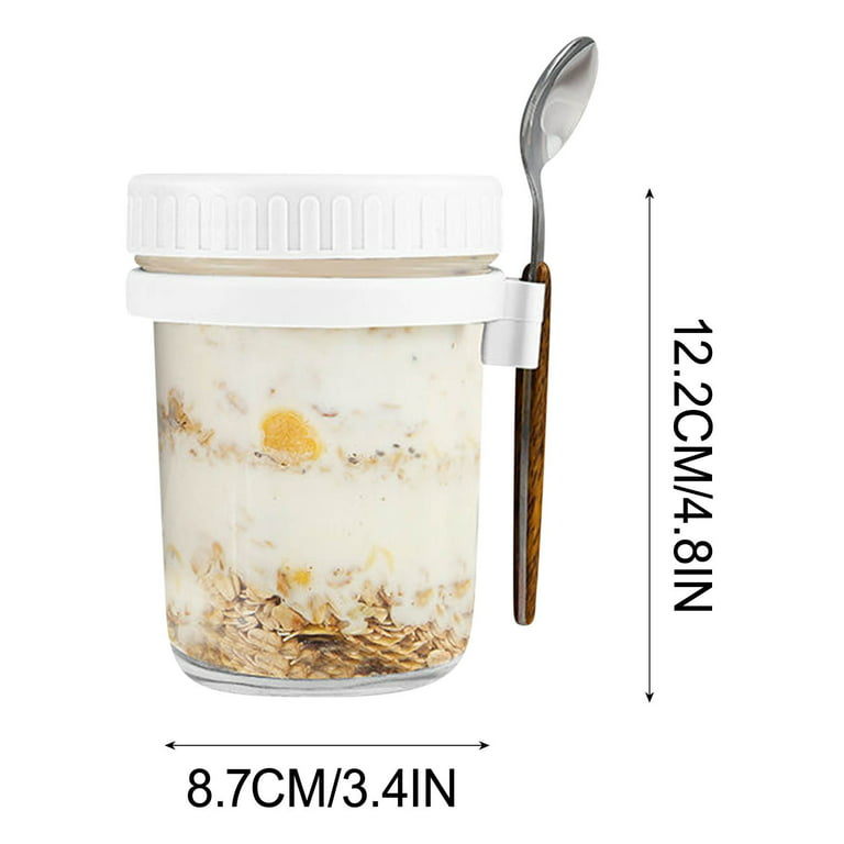 350ML Overnight Oats Container with Lid and Spoon Food Storage Container Oat  Jars Measurement Marks for