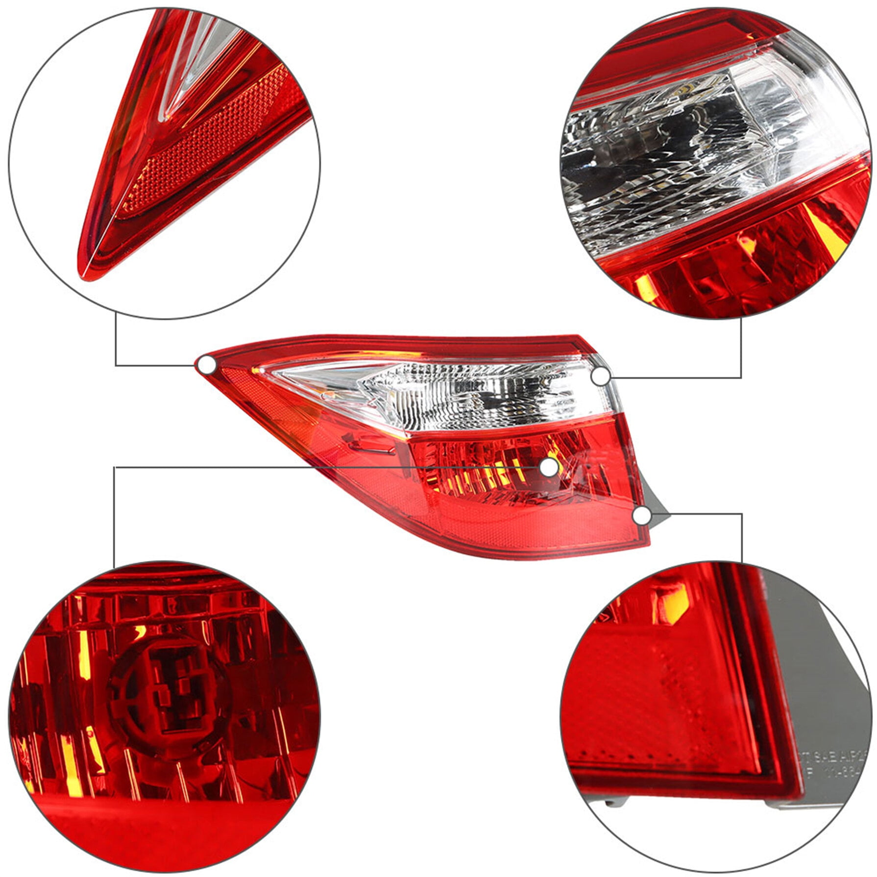 Genrics For 2014 2015 2016 Toyota Corolla Red Halogen Outer Tail Light Lamp Driver Left