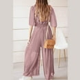 thumbnail image 6 of Babysbule Womens Overall Wide Leg Pants Women's Summer Casual Solid Pleated Wide Leg Pants With V-neck And Waist Up Jumpsuit, 6 of 6