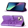 thumbnail image 3 of K-Lion Fit for Apple iPhone 14 Wallet Case with Wrist Strap,Drop Protection Flower & Butterfly Embossed Leather Magnetic Clasp Flip Stand Credit Card Slots Phone Cover,Lightpurple, 3 of 9