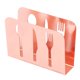 thumbnail image 1 of Servilletero único con diseño de cuchillo y tenedor, servilletero de Metal vertical antideslizante, decoraciones de mesa para bares, cafeterías, oro rosa, 1 of 12