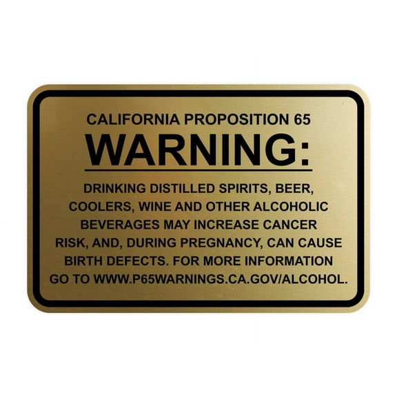 Classic Framed California Proposition 65 Sign Alcoholic Beverages (Brushed Gold) - Medium