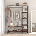 thumbnail image 3 of Tribesigns Garment Rack with 4-Tier Storage Shelves and 4 Hooks, Closet Organizer Coat Rack with Hang Rod for Bedroom, 3 of 7