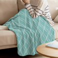 thumbnail image 2 of Fleece Blanket White Wave Stripe on Teal Blankets, Soft Cozy Warm Flannel Throw Blanket, Abstract Geometric Texture Blanket for Bed Couch Sofa,40x50In, 2 of 9