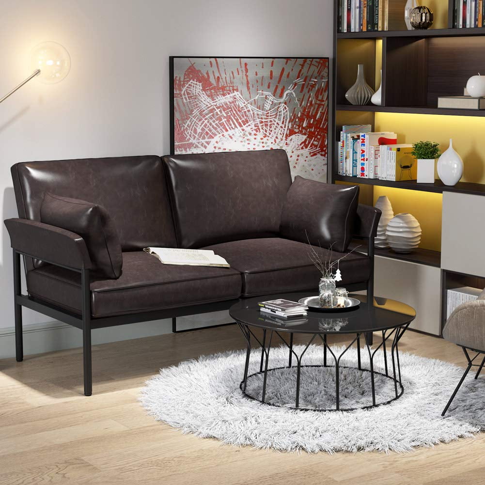 Tribesigns Leather Loveseat, ,2 Seater Vintage Sofa for Small Space