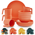 thumbnail image 1 of ReaNea Orange Plastic Dinnerware Set of 16 Pieces, Unbreakable And Reusable Light Weight Plates Mugs Bowls Dishes Easy to Carry And Clean BPA Free Service For 4, 1 of 7