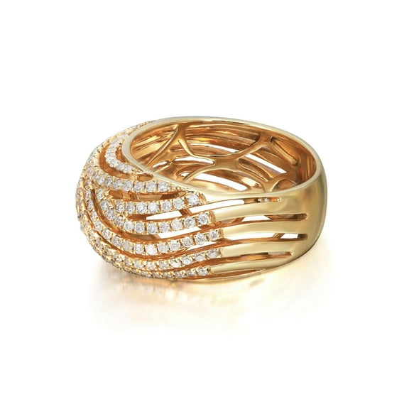 1.07Cttw Prong Set Round Cut Diamond Ladies Cocktail Ring 14K Yellow Gold SZ 7.5