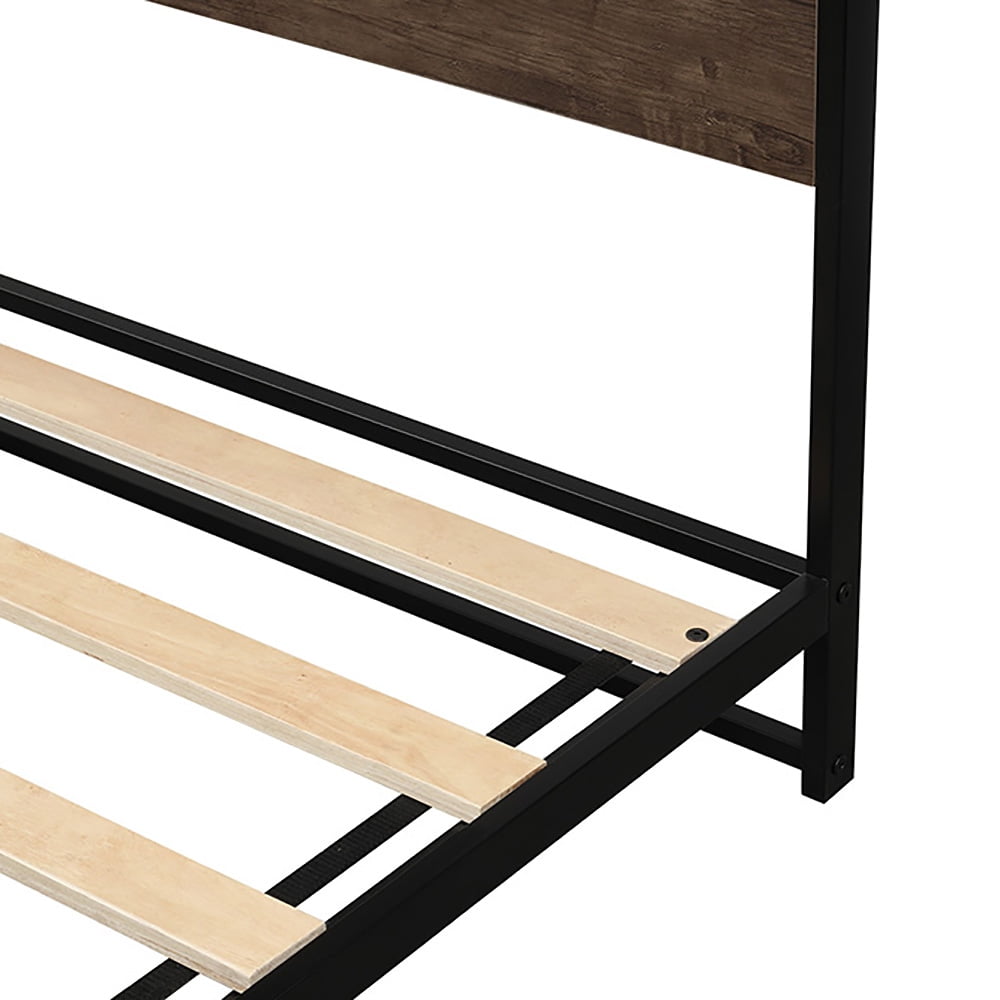 Kepooman Twin Size Metal Bed Frame with Headboard & Wood Slats Kepooman Twin Size Metal Bed Frame with Headboard & Wood Slats