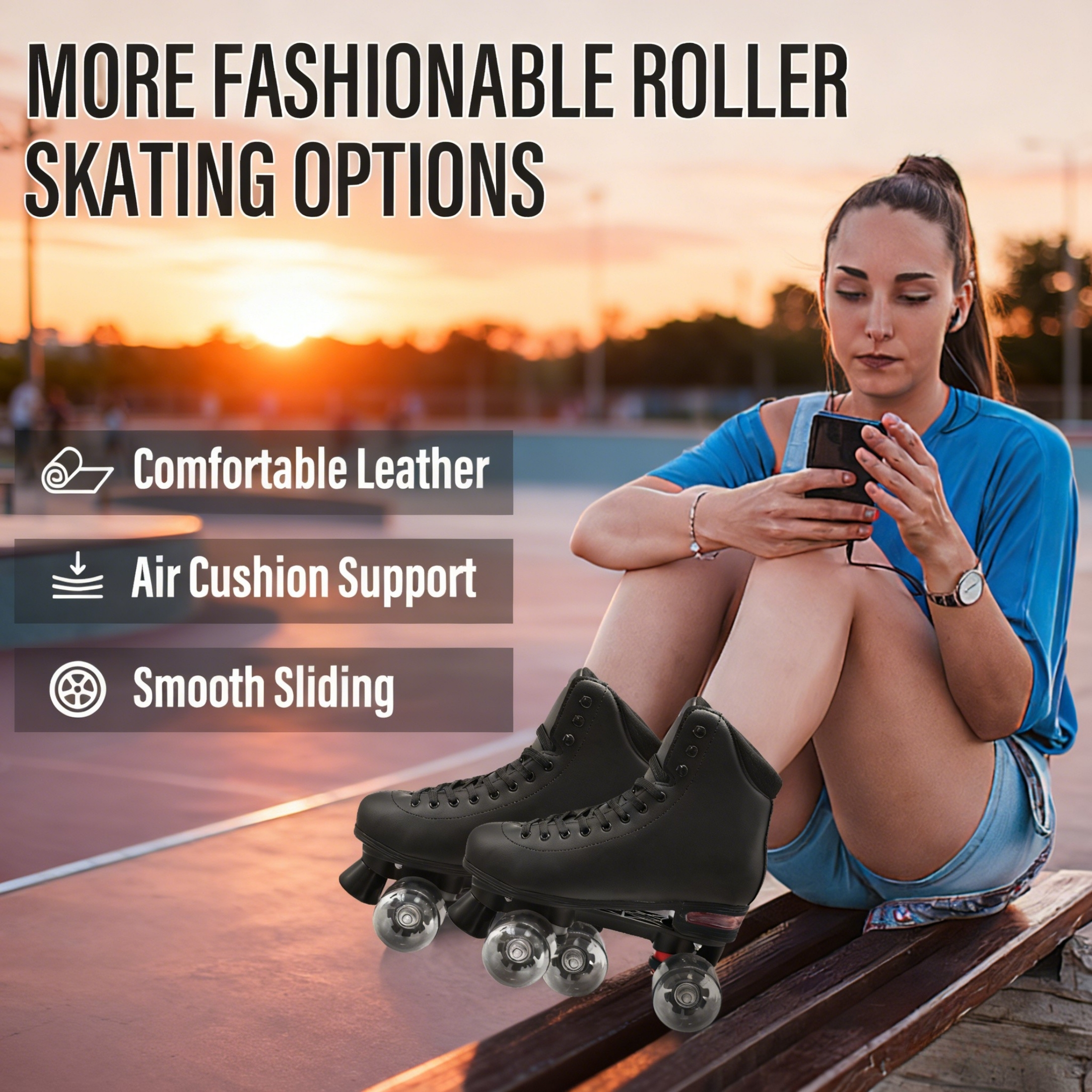 JZY Quad Roller Skates with Light-Up Wheels,High-Top Design for Women, Men & Teens