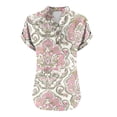thumbnail image 5 of Youyipin Womens Tops Women Casual Printed Short Sleeve Button Home Outfits Casual V-Neck T-Shirt Blouses Graphic Tees For Women, 5 of 5