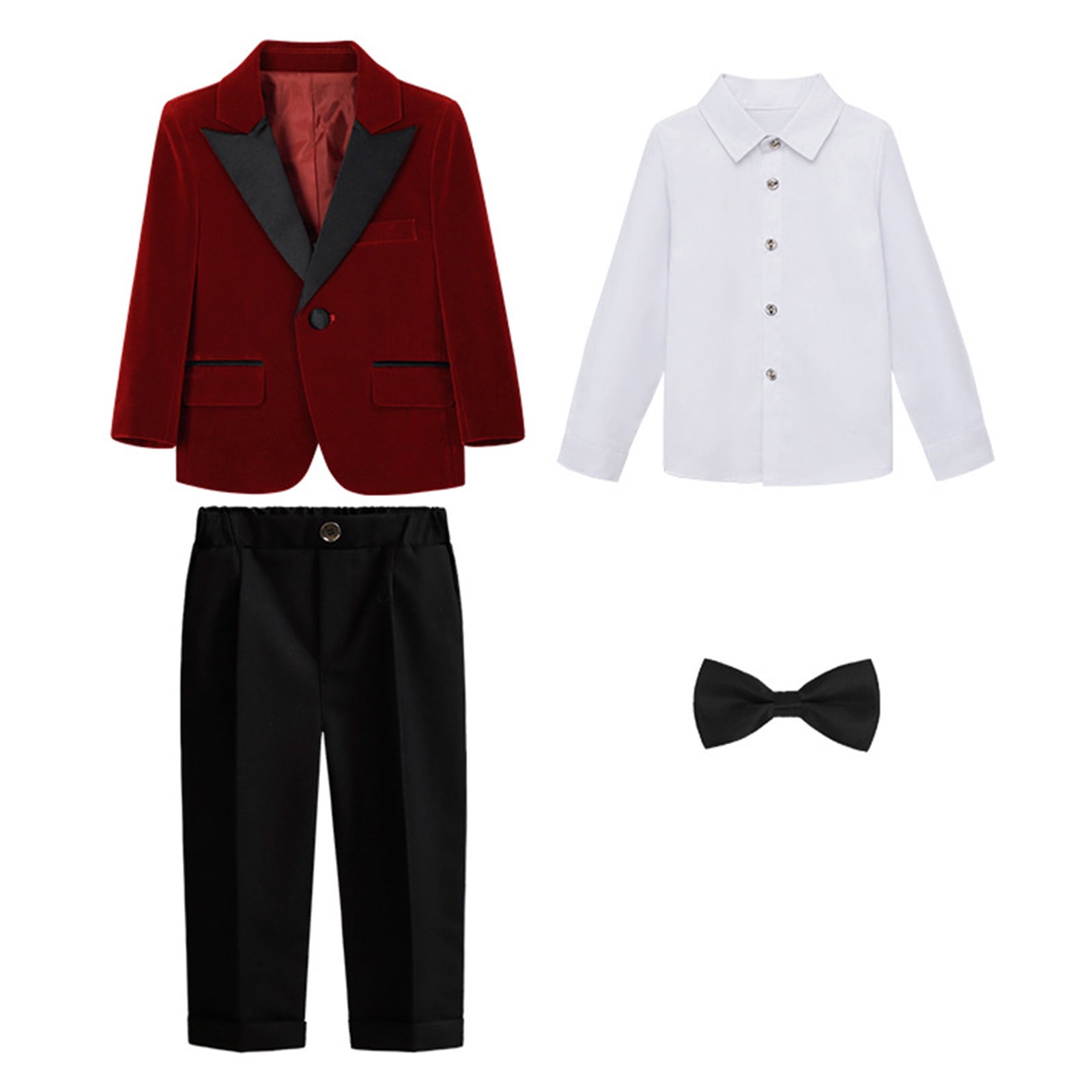 4 Piece Suits for Boys Formal Slim Fit Suit Set Wedding Ring Bearer Outfits Kids Tuxedo Suit First Communion Outfits