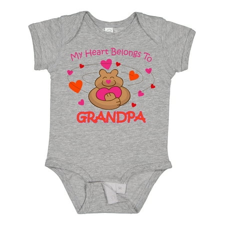 

Inktastic Heart Belongs to Grandpa Girls Baby Bodysuit