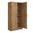 thumbnail image 5 of Prepac Natural Oak Elite 65" Tall Accent Kitchen Pantry Cabinet, Craft or Bathroom Storage Cabinet, Buffet Cabinet with Panel Doors, 3 Shelves, 32" W x 16.75" D x 65" H, Ideal for Home Organization, 5 of 19