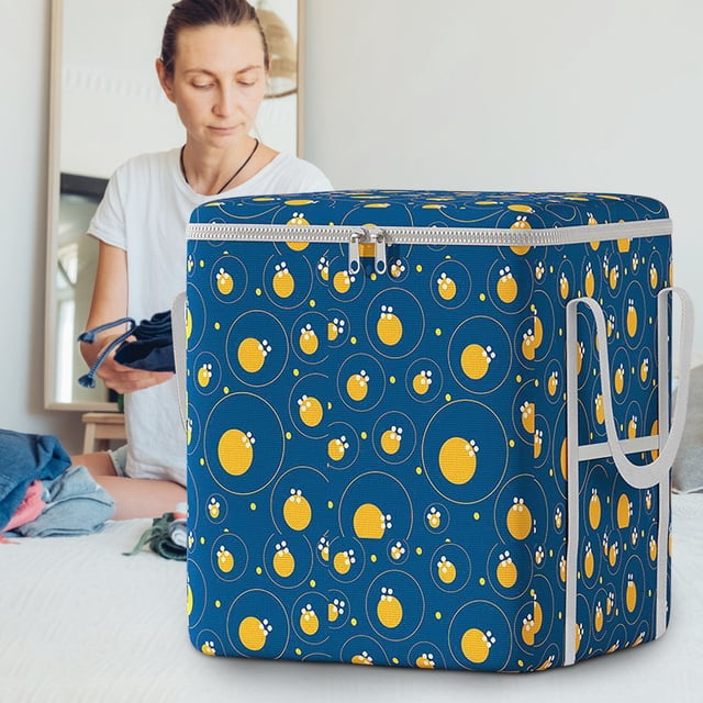 Large Storage Bag for Quilts, Comforters, Clothes, Moving, Foldable Oxford Cloth Storage Bag with Handles, Water Resistant, Dustproof, Space Saving, Home Organization