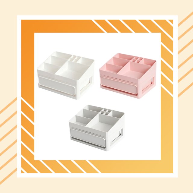 Detachable Case Box Makeup Storage Grid Jewelry Display Desktop Cosmetic Display Cosmetics Drawer Sundries Lipsticks Holder Office Cabinet Light Gray