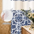 thumbnail image 3 of No Hook Shower Curtain, Navy Blue Boho Shower Curtains for Bathroom with See Through Top Window, Ehtnic Abstract Art Modern Geometric Waterproof & Washable Bath Curtain Extra Long 72"x96", 3 of 9