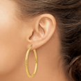 thumbnail image 3 of Primal Gold 10 Karat Yellow Gold Diamond-Cut 3mm Round Hoop Earrings, 3 of 4