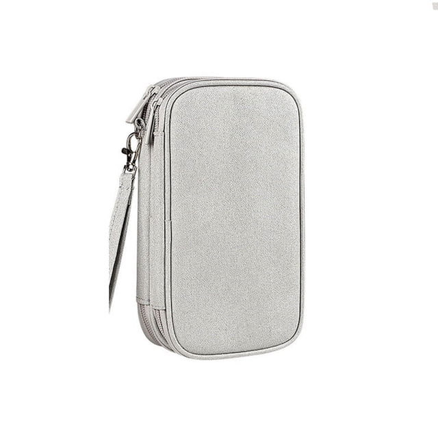 Estuche portátil impermeable para almacenamiento de cables, cargador de línea de datos USB, organizador de enchufe para viajes, organizador electrónico gris
