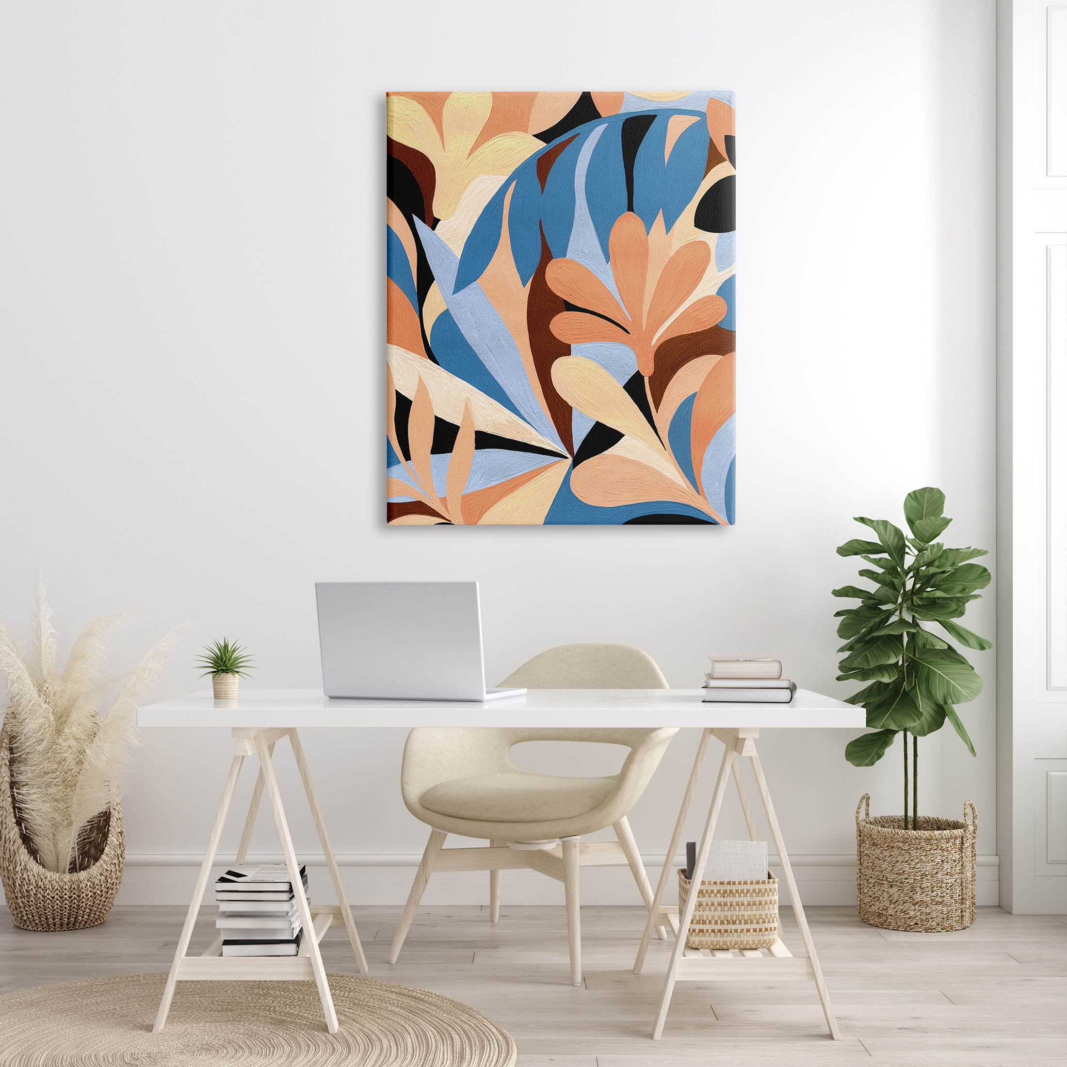 Abstract Overlapping Botanical Forms Botanical & Floral Graphic Art Gallery Wrapped Canvas Print Wall Art